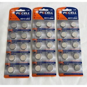 30 Pack Pkcell AG13 LR44 Alkaline 1.5V Cell Battery LED Watch Key New 3 Pks 10